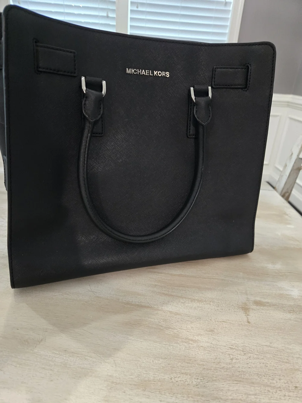 Michael Kors Black Saffiano Tote with Gold Logo